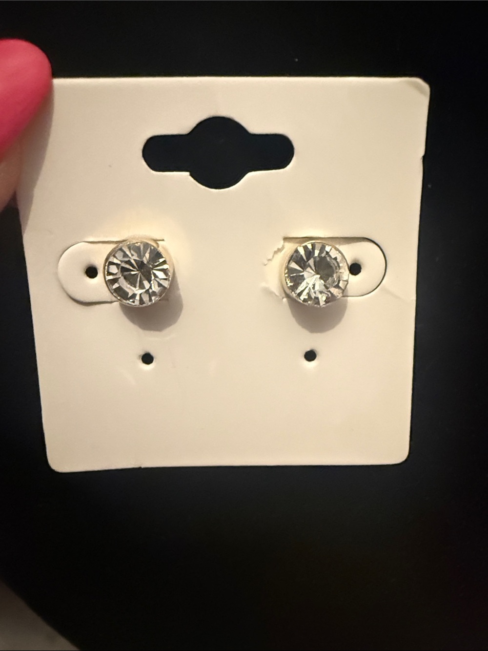 Clear Crystal Stud Earrings with Gold Setting - Women Jewelry
